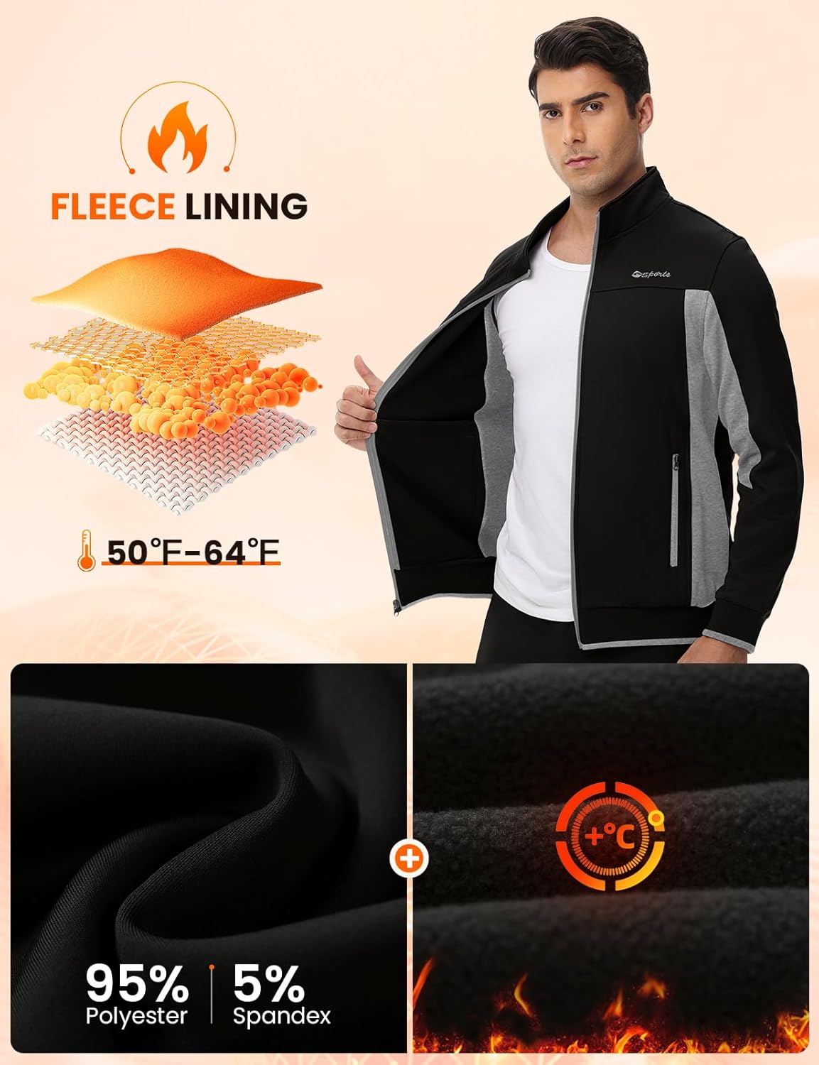 Rdruko Men's Fleece Tracksuit Sweatsuit 2 Piece Set Warm Up Jogging Track Sweat Suits for Men - Image 3