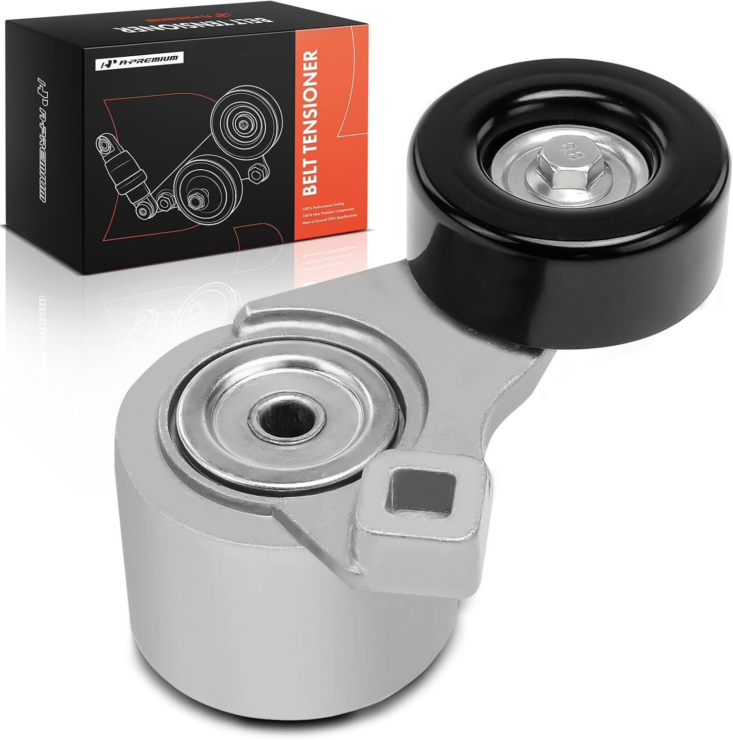 A-Premium Belt Tensioner Assembly with Pulley Compatible with Cadillac Allante 1987-1989, Commercial Chassis DeVille 1985-1989, Eldorado 1986-1989, Fleetwood 1985-1989, Seville 1986-1989
