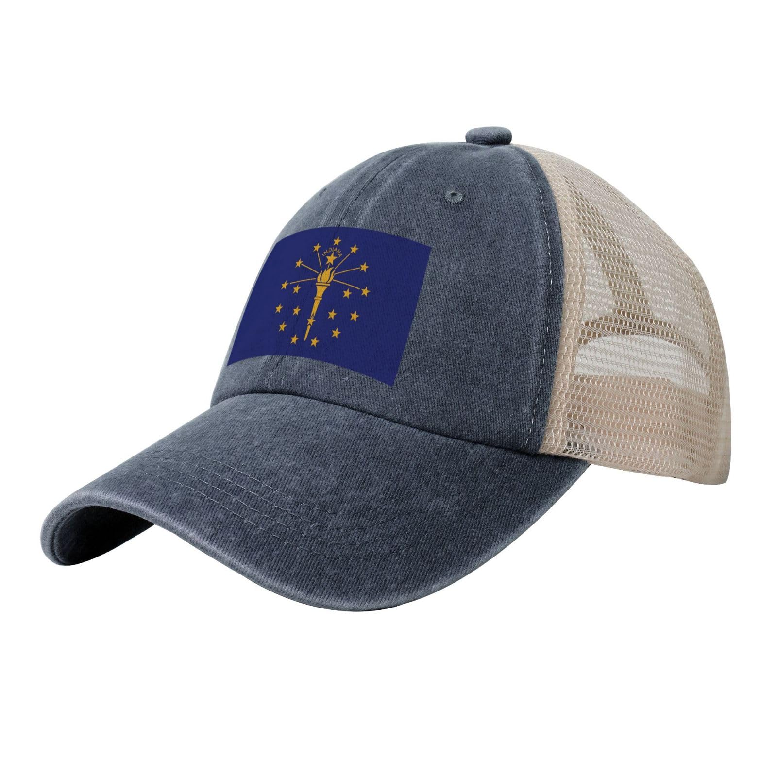 LPLSNWS Indiana State Flag Printed mesh Baseball Cap, Adjustable Fan hat for the 2026 World Cup Unisex