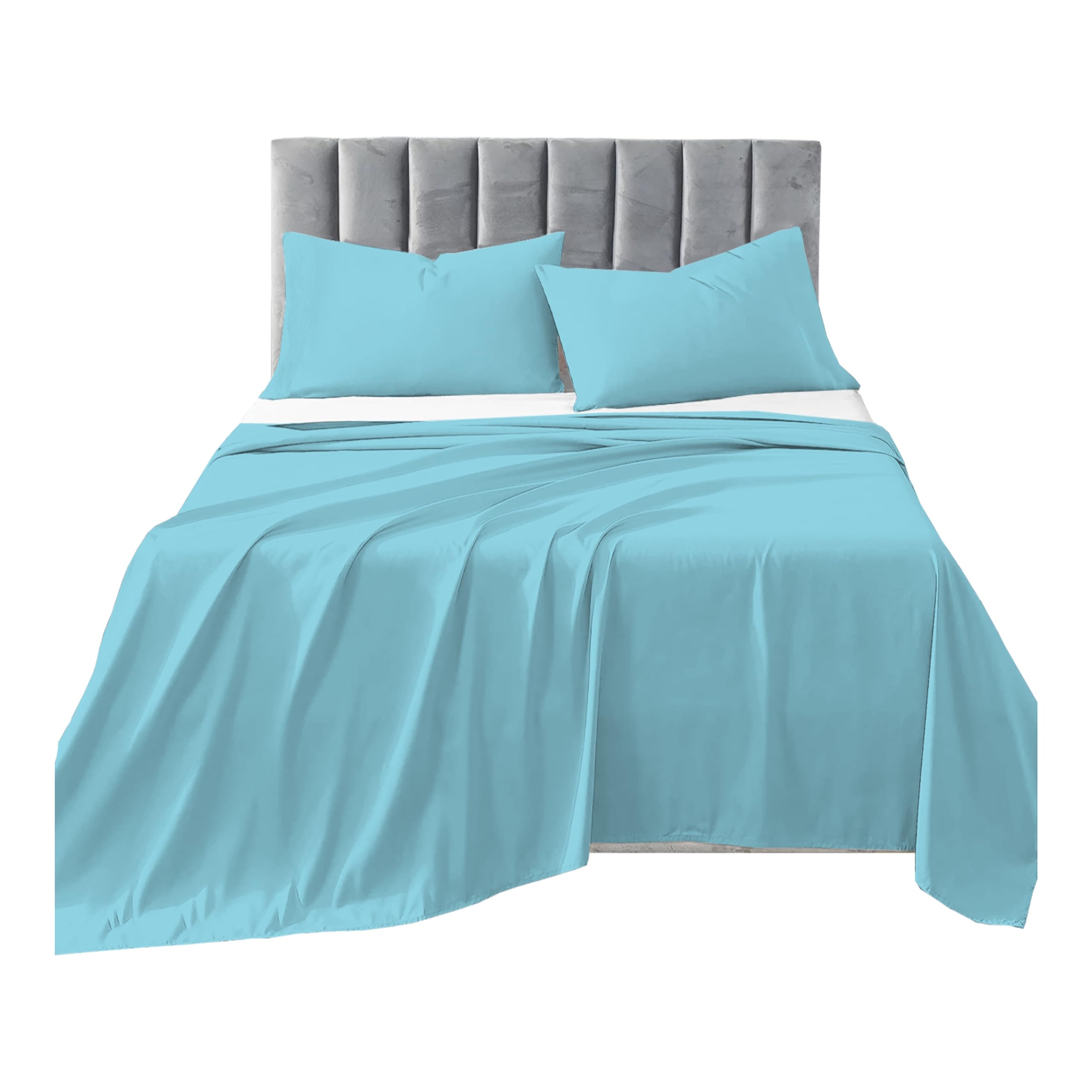 R&Z Plain Luxuary Polycotton Flat Sheets Single, Double, King, S King (Duck Egg, Single)