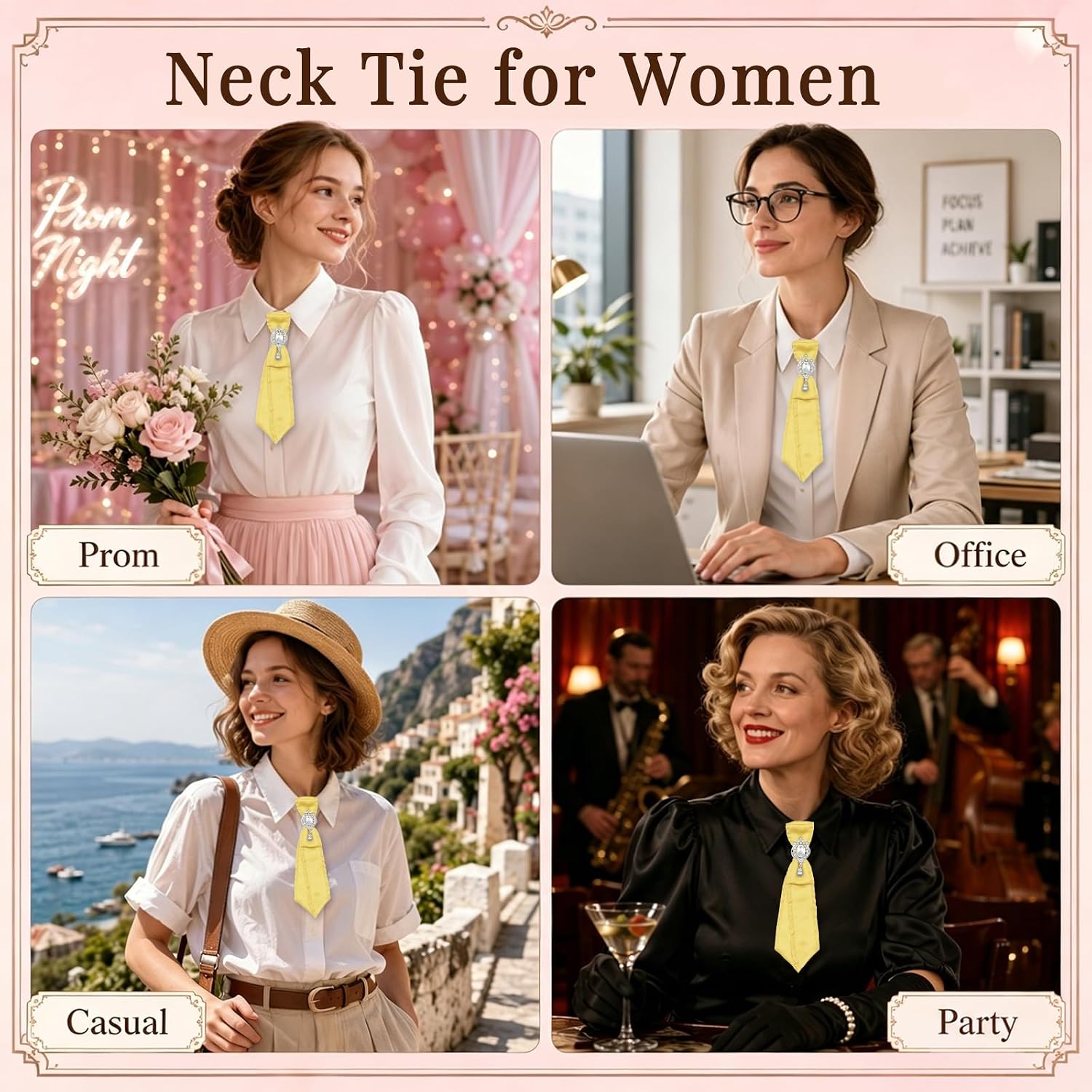 Ties for Women, Crystal Womens Tie Sparkly Bowtie for Dress Party