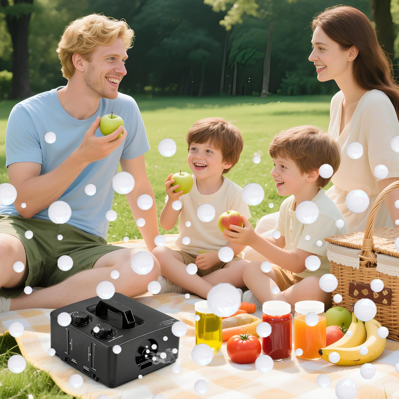 Nebelmaschine, Macchina Del Fumo 2 In 1 Con Bolle 400W, Macchina Bolle Di Fumo Portatile 27×25×16 Cm, Fog Bubble Machine Per DJ Festa Palco Matrimonio Halloween Natale Compleanno