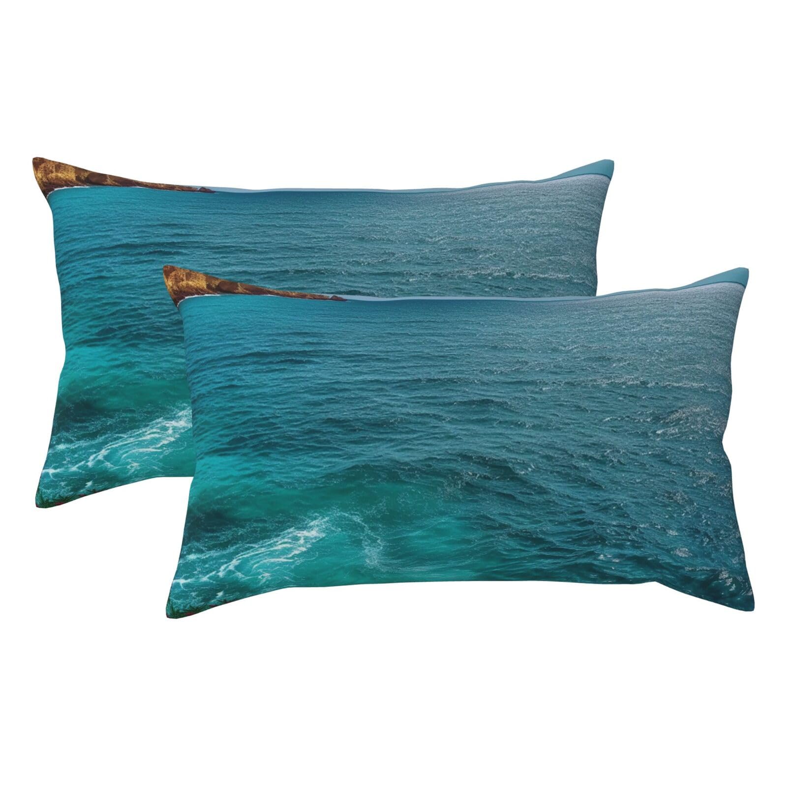 2 Pack King Size Pillow Cases for Hair and Skin Soft Breathable Pillow Case Covers with Hidden Zipper Blue Ocean Pillowcase 20x36 Inches Pillow Covers for Sleeping Gift