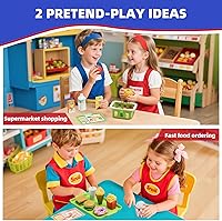 Vista 3 de Caja registradora de madera para niños, supermercado de juego de simulación recargable y restaurante de comida rápida, caja registradora con dinero