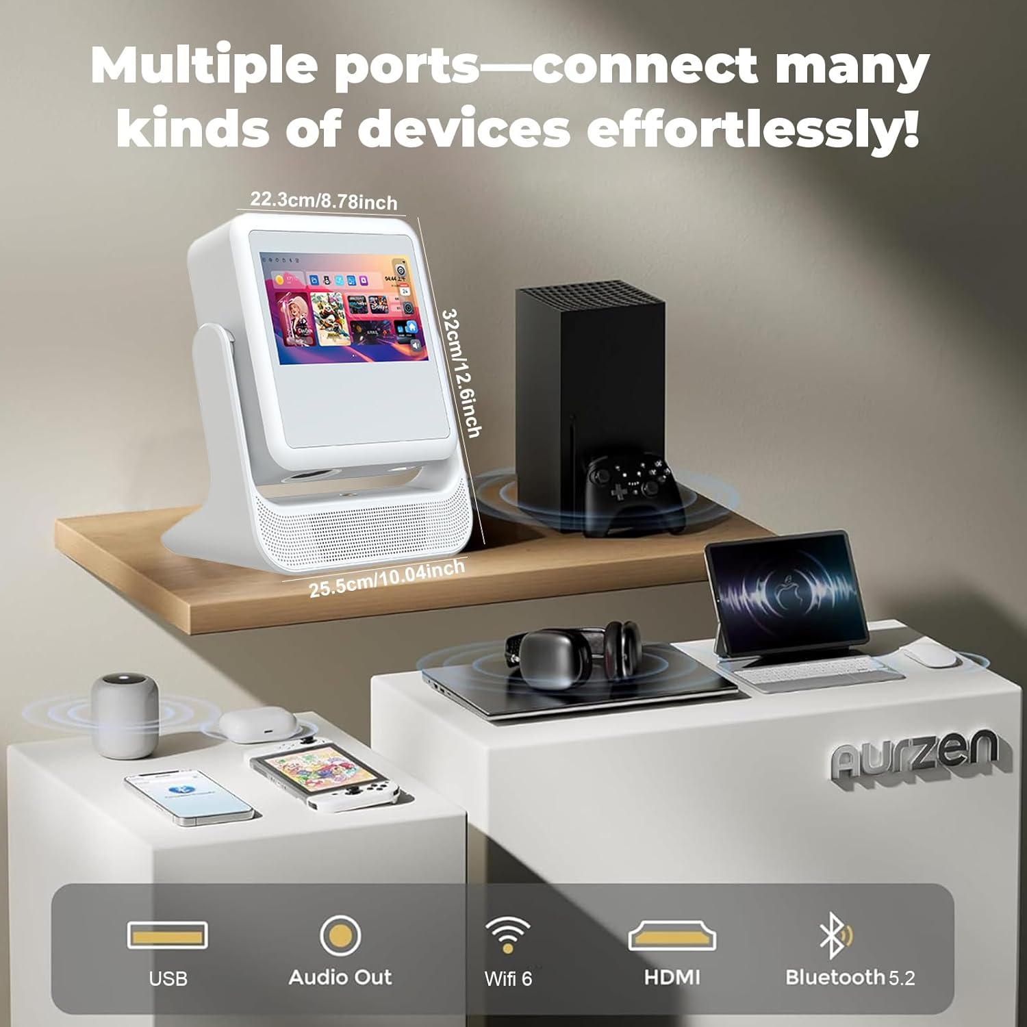 XBJ A2Pro Smart Projector showing multiple connectivity ports