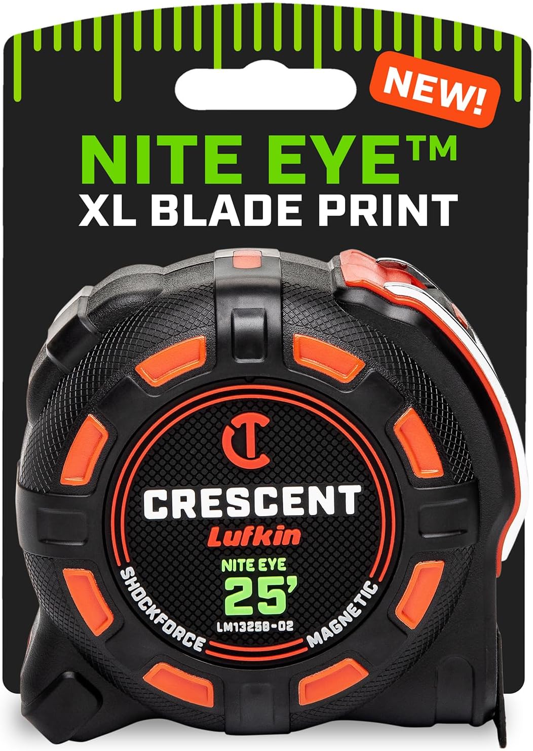 Crescent Lufkin 25 Ft. SHOCKFORCE NITE EYE Magnetic Tape Measure | LM1325B-02 SAE 25' Magnetic