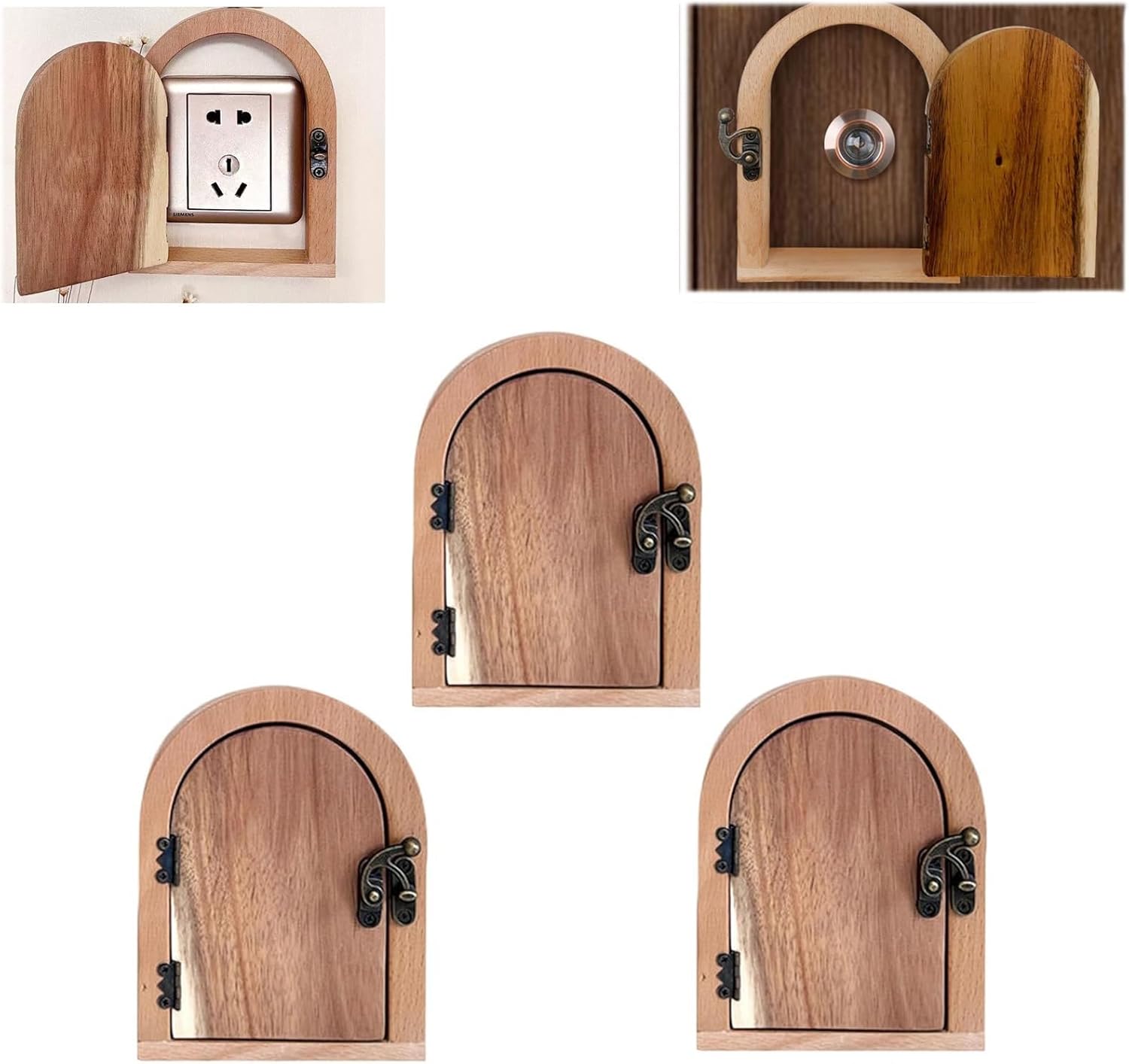 Fairy Door Outlet Cover Plate,Baby Proof Outlet Covers,Light Switch Cover Guard for Pets Proof,Self-Adhesive Outlet Cover,No Punching Required Outlet Covers,Wall Socket Cover(3pcs)