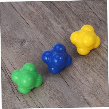 Hexagonal Agility Training Ball for Baseball Reaction and Hand Eye Coordination Improvement Medium Difficulty Yellow Silicone Six Sided Reflex Trainer for Sports Skills Development