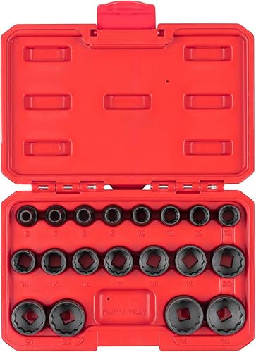 Miniatura 9 de TEKTON Juego de llaves de impacto de 12 puntos con riel, 9 piezas (516-34 pulgadas)  SID91108