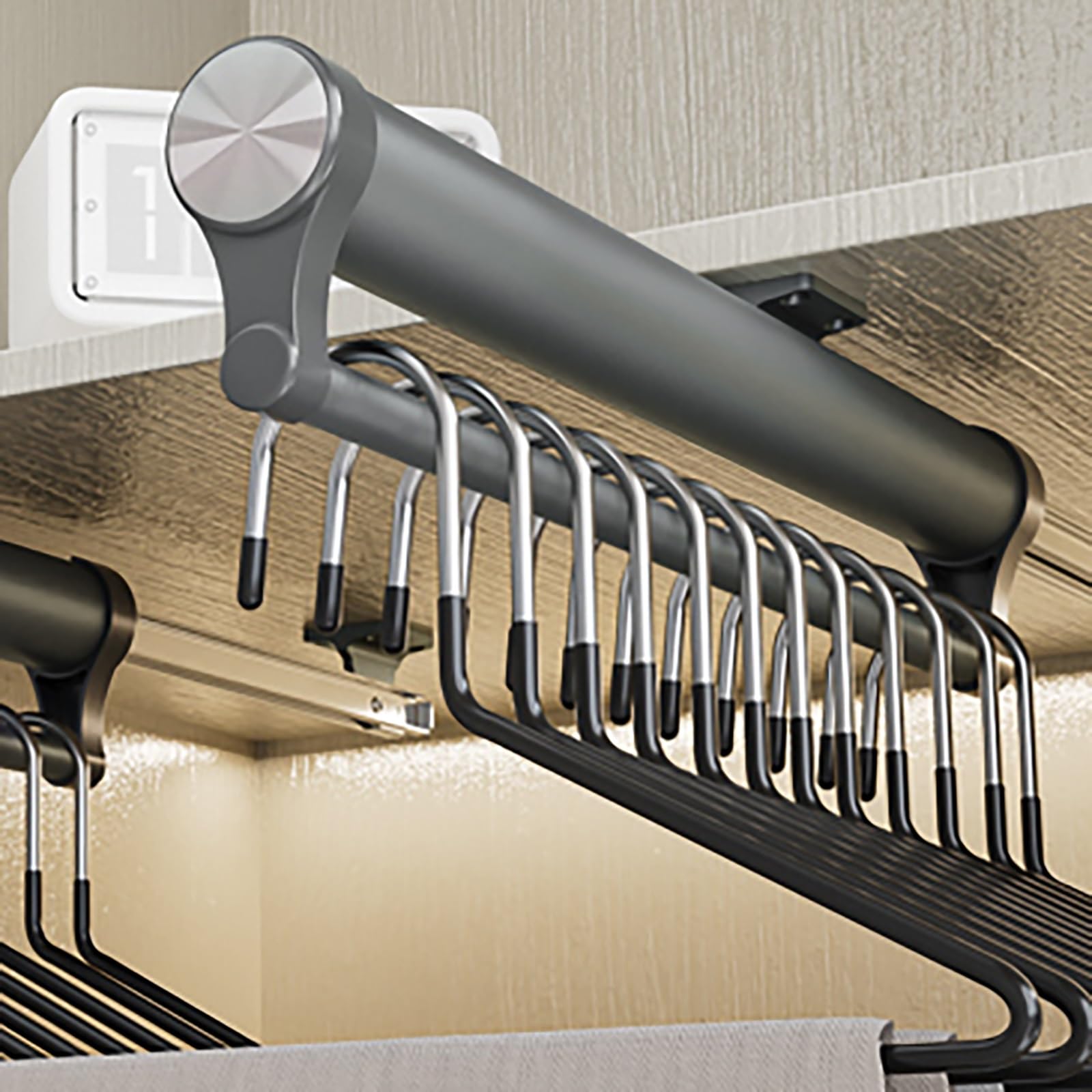 YNIYUJKL Extendable Pull Out Closet Rod - Sliding Valet Rod For Wardrobe Storage - Adjustable Clothes Hanging Rack For Inside Cabinets,Grey-50cm/20in