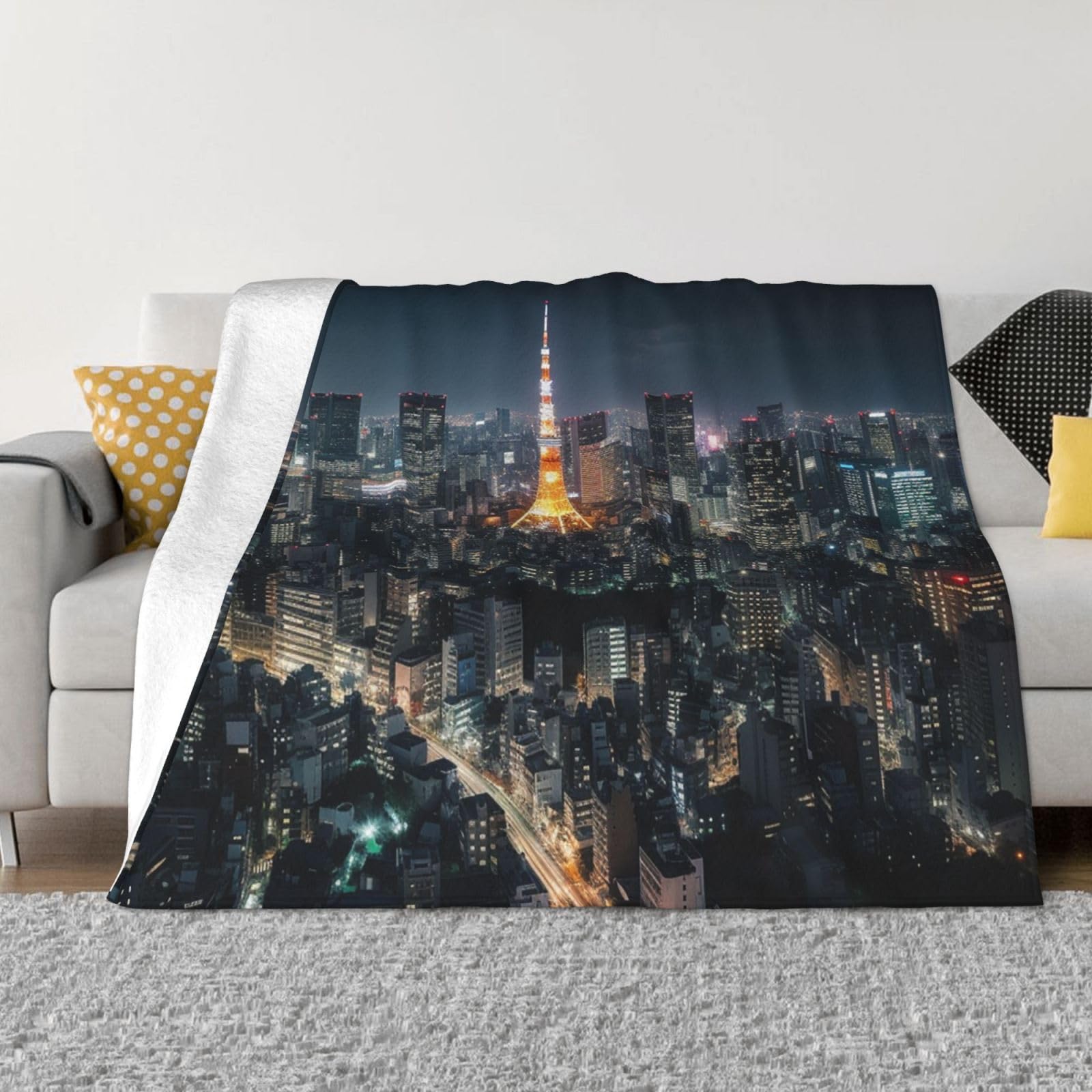 Couverture flanelle Tokyo ultra douce de qualité supérieure pour lit et canapé contemporain