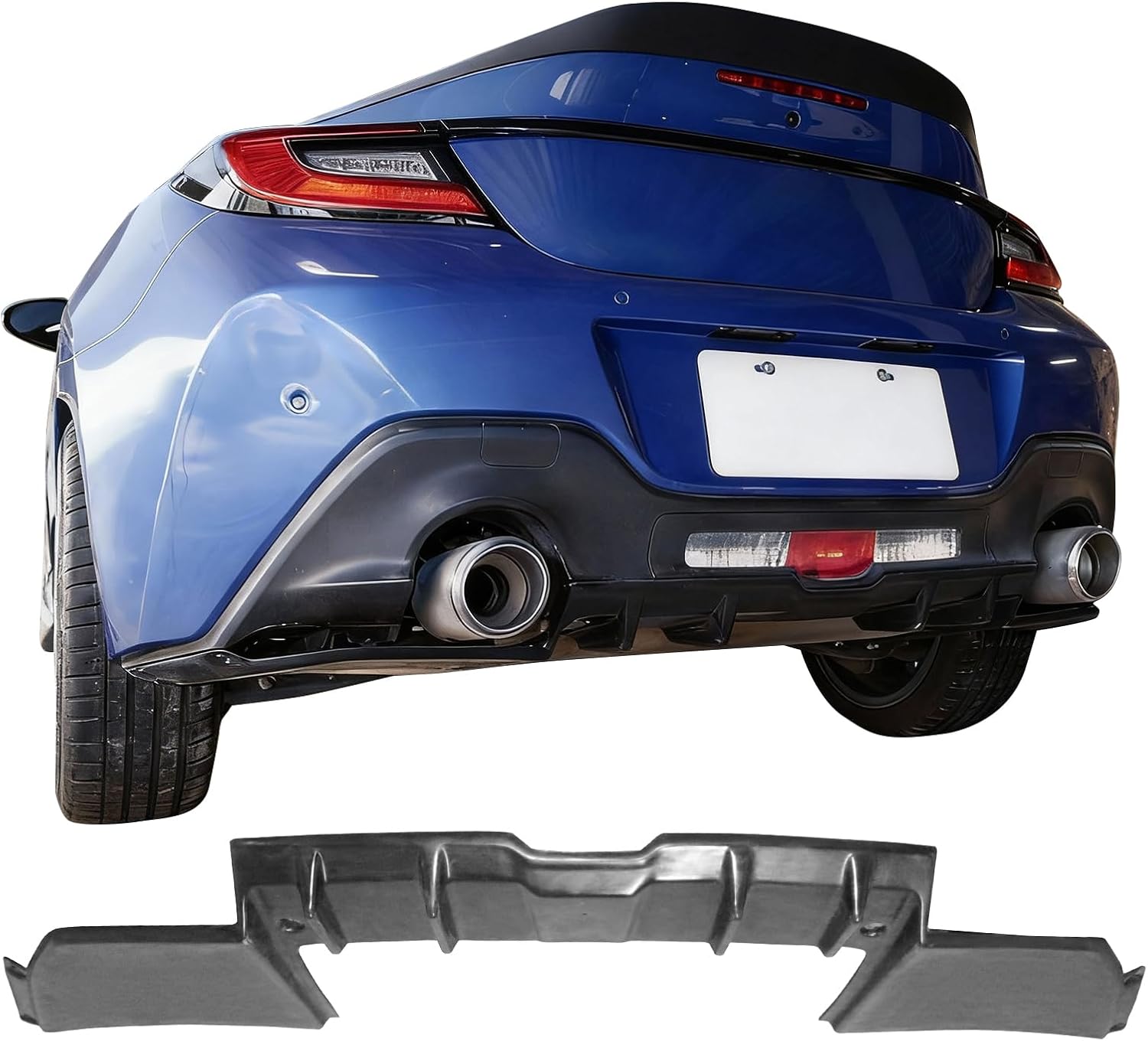 IKON MOTORSPORTS Rear Diffuser, Compatible with 2022-2026 Subaru BRZ & Toyota GR86, Akea Style Black PU Shark Fin Rear Bumper Valance Spoiler, Air Dam Chin Splitter Molding 1PC Shark Fin Pr