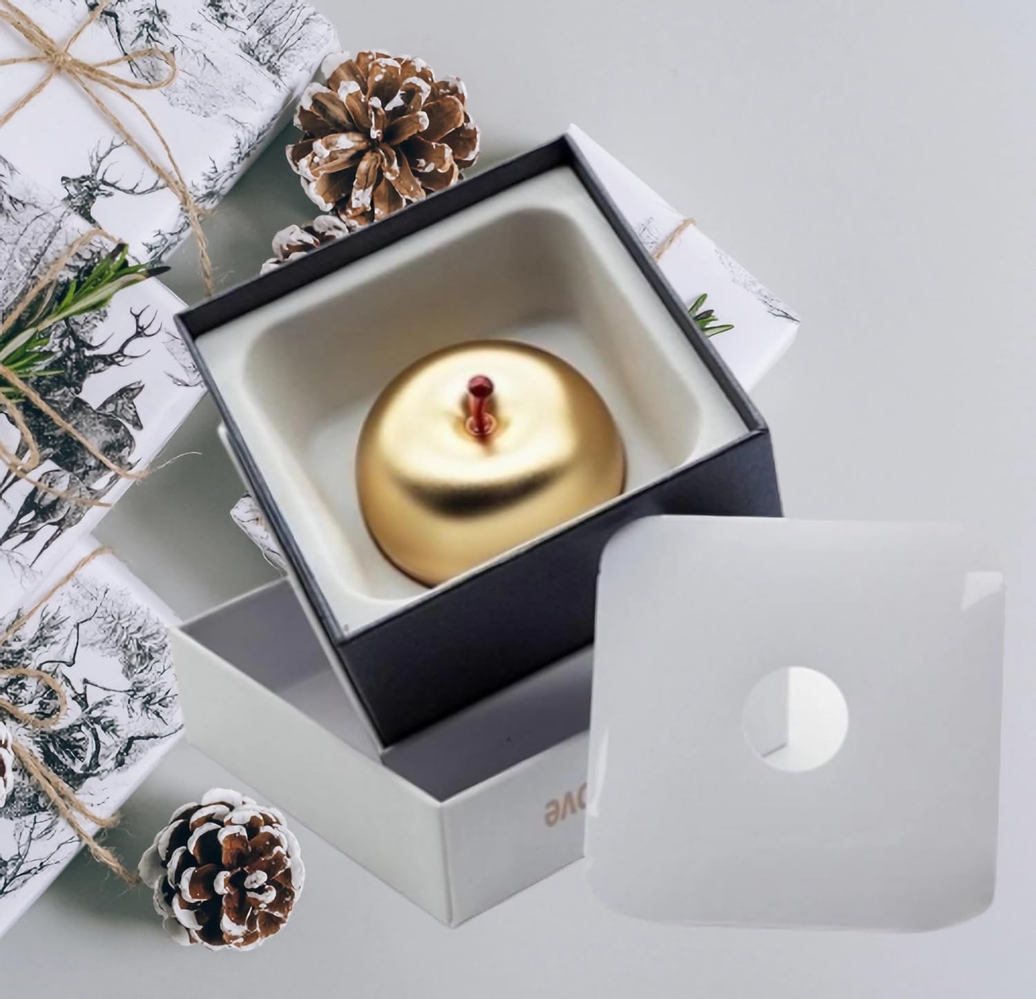 Beautiful Premium Luxury Apple shaped Ring Box Pendant Box, Double-layered and Portable, Perfect for Wedding Christmas Gifts and Valentine's Day,Anniversary, (Gold)