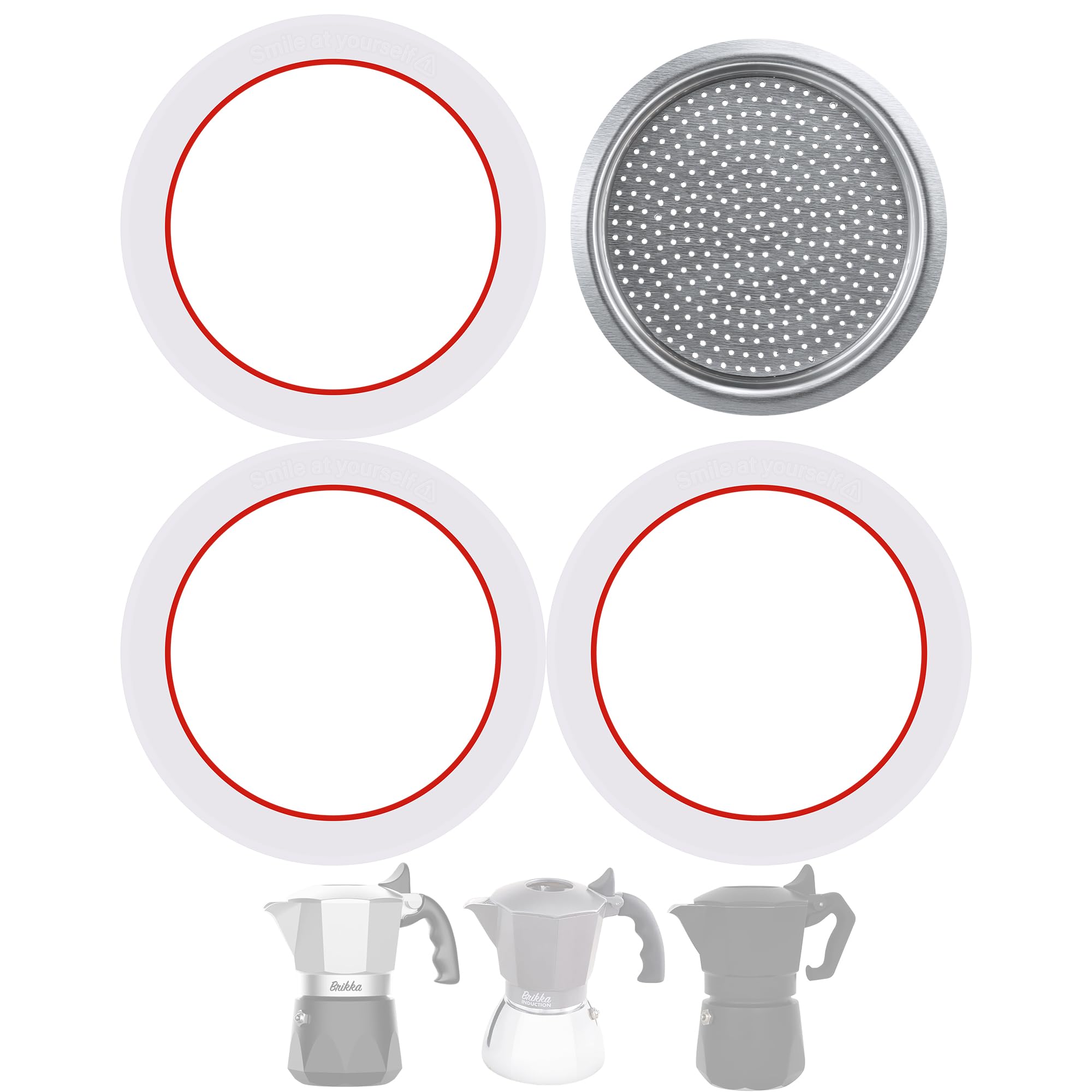 3 Sealing Gasket & 1 Filter Plate for Bialetti Brikka 4 Cups Espresso Maker