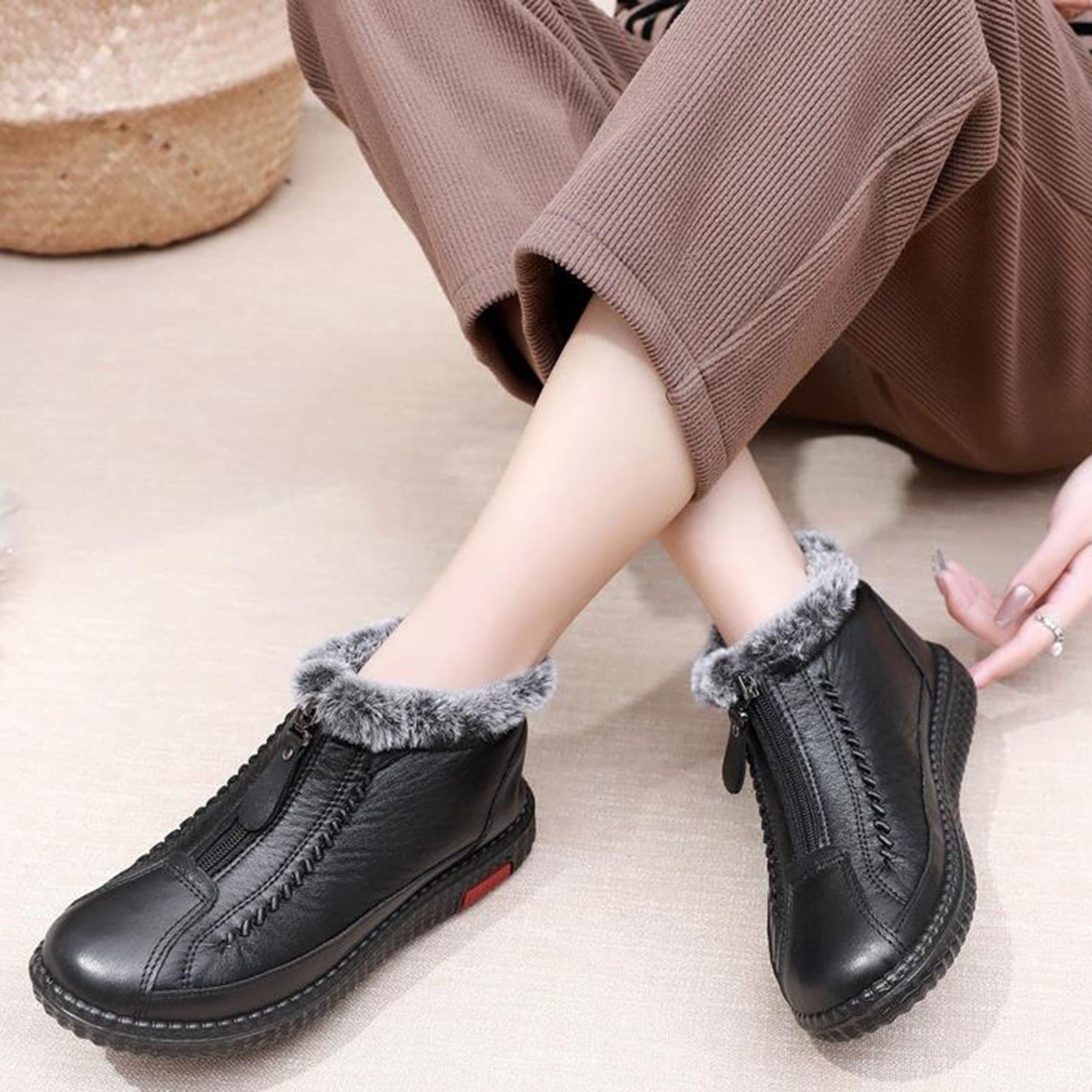 Scarpe Invernali di Stoffa Vecchia Scarpe da Donna in Cotone Stivali Imbottiti Caldi con Slip Piatti e Stivali di Cotone Stivali Pioggia Donna 37 Stivali Gomma Donna