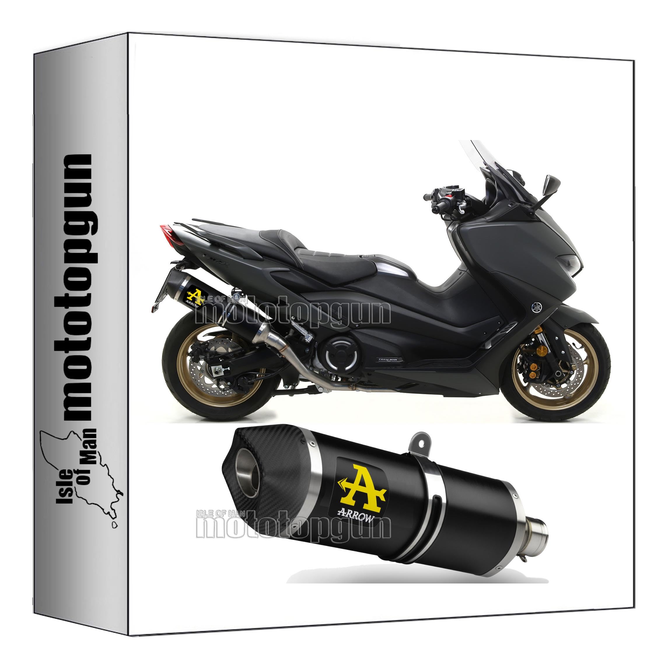 arrow scarico omologato race-tech alluminio nero fondello carby compatibile con yamaha tmax t-max 560 2022 2023 2024 mototopgun