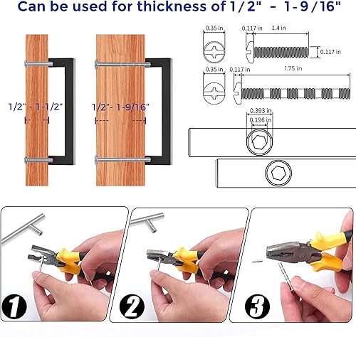 Miniatura 4 de Ravinte Paquete de 30 tiradores de gabinete negros cuadrados de 5 pulgadas, accesorios modernos para gabinetes de cocina, armario con plantilla de