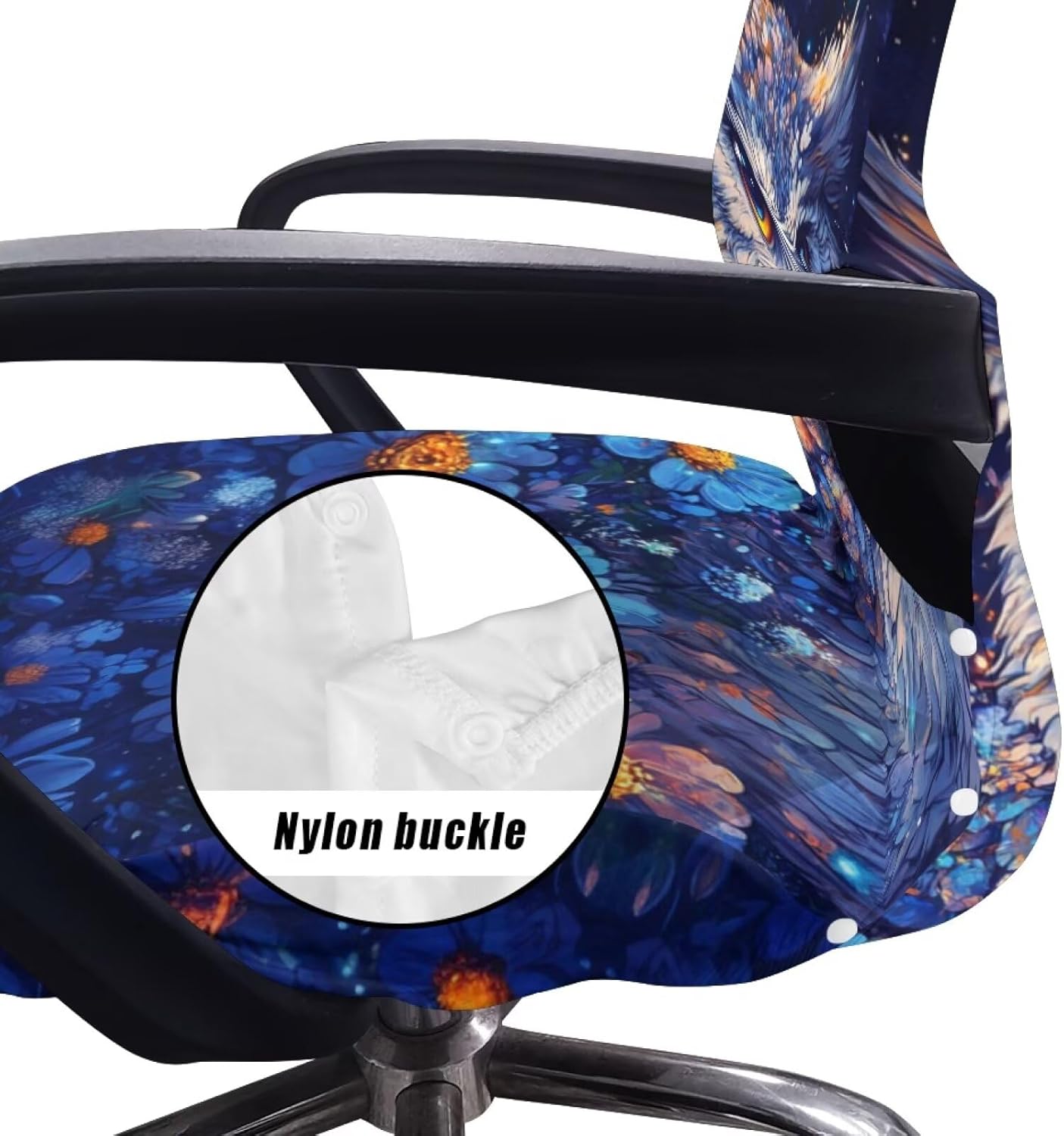 Mystic Owl Office Chair Cover Stretchable Computer Desk Chair Covers Mid High Back Universal Executive Boss Chair Covers Gaming Chair Covers Non Slip Chair Slipcovers Protector