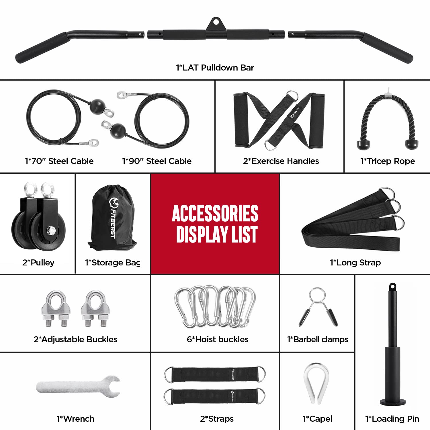 FitBeast Pulley System Gym, Cable Weight Pulley System for Gym LAT