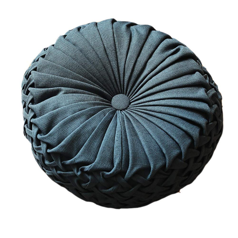 Pouf coton et lin rond de 40x15cm de style futon japonais pour assise de chaise