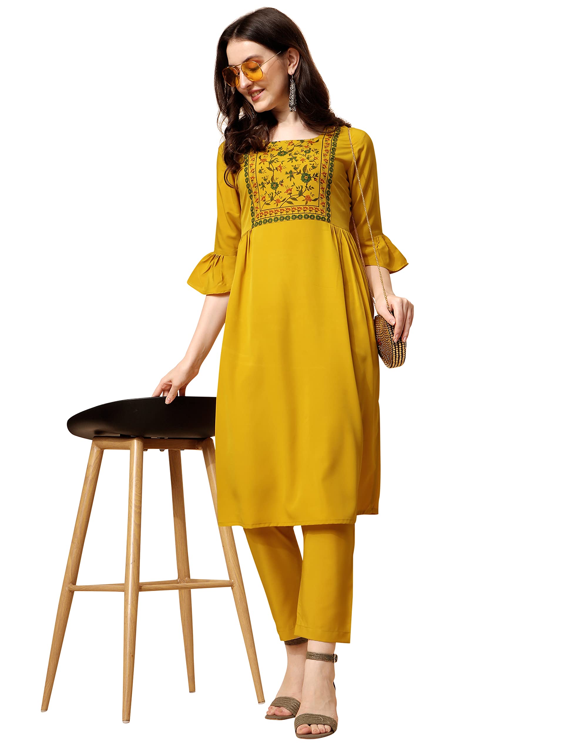 NAINVISHKurta Set for Women | Women Kurta Pant Set | Kurta Pant Set | Crepe Kurti Pant | Printed Kurta Pant Set