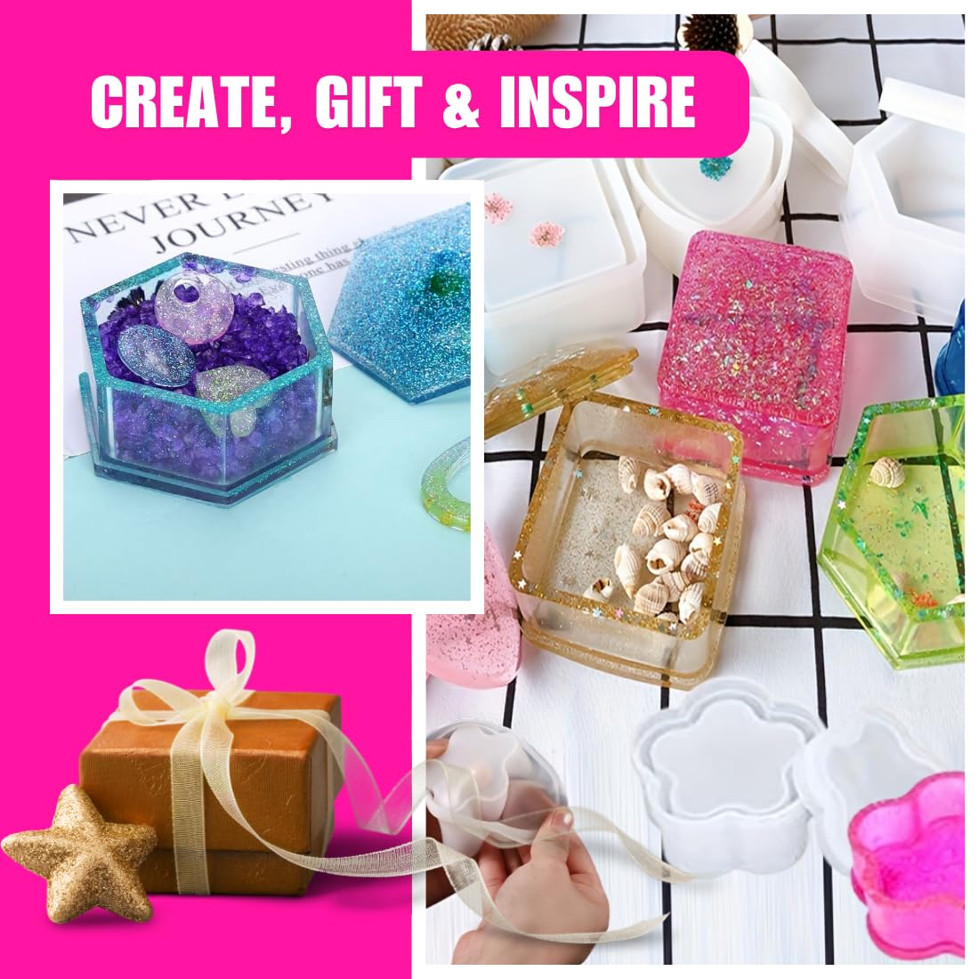 Oytra Resin Art Mould Set - 4 Piece Silicone Molds -9