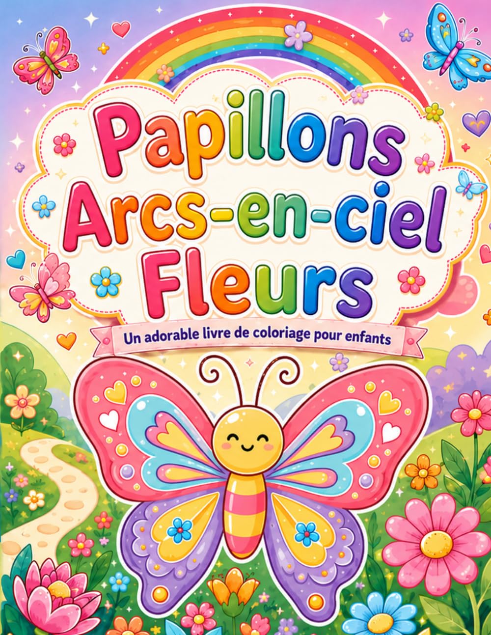 Papillons Arcs-en-ciel Fleurs: Un adorable livre de coloriage pour enfants avec des papillons, des arcs-en-ciel, des fleurs, de jolies scènes de ... simples et des pages imprimées d’un seul côté