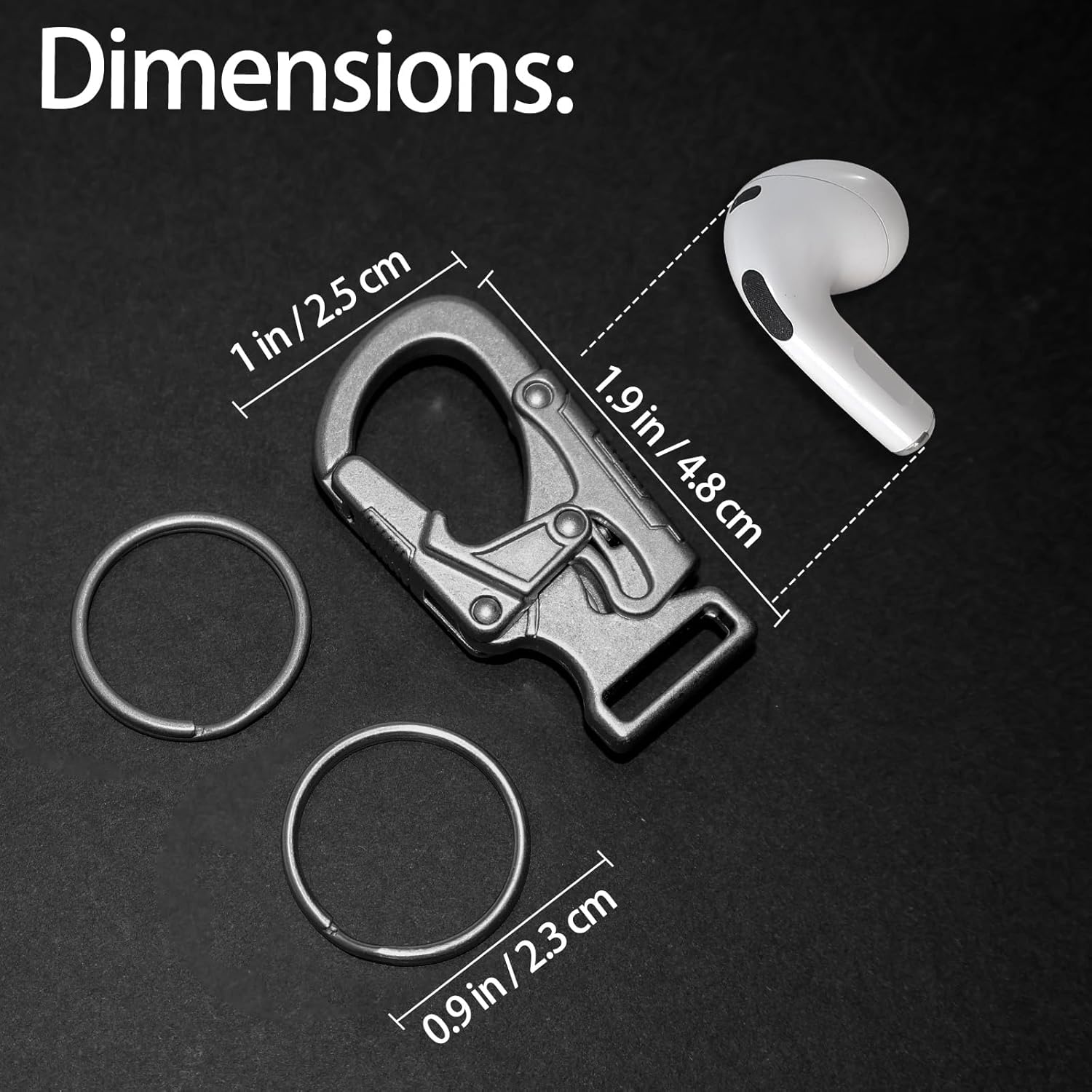 Ahiller Carabiner Clip,1.9'' Alloy Car Keychain Clip with 2 Key Ring,Outdoor Hooks,Small Key Holder for Man and Women - Image 6