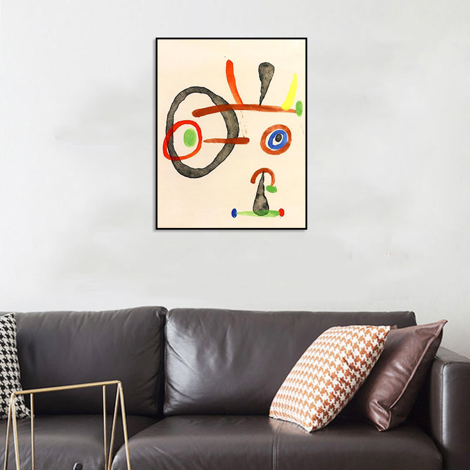 Phyrek123 Joan Miro oprawione wydruki bez tytułu obraz na płótnie Joan Miro plakat słynna sztuka abstrakcyjna reprodukcje nowoczesnej sztuki ściennej do salonu 20 x 26 cm czarna oprawiona