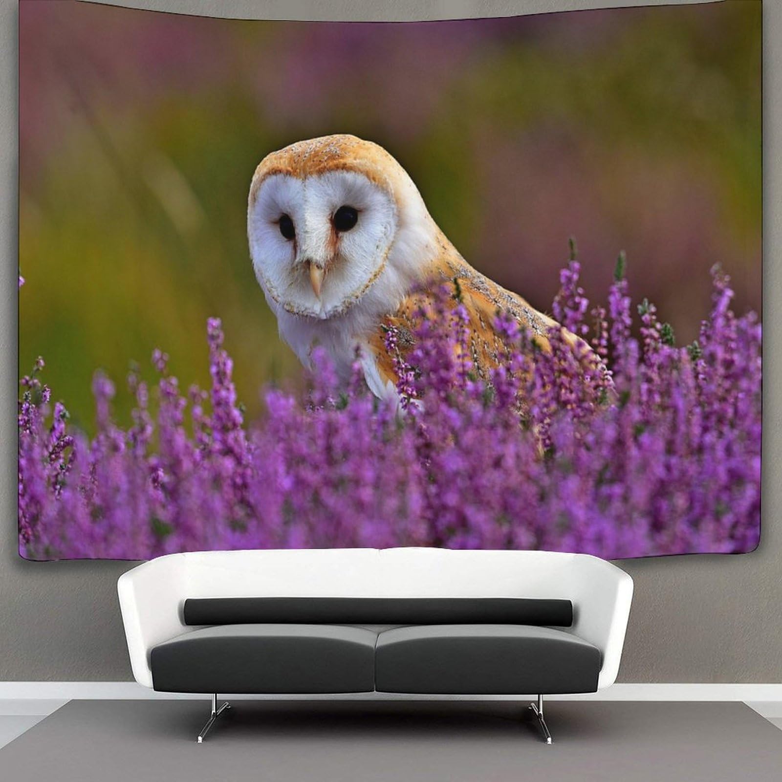 kaiyun Lavender Barn Owl Decorations Tapestry Animal 3D Printing Wall Blanket Wall Hanging for Living Room Bedroom Dorm Decor 70cmx100cm