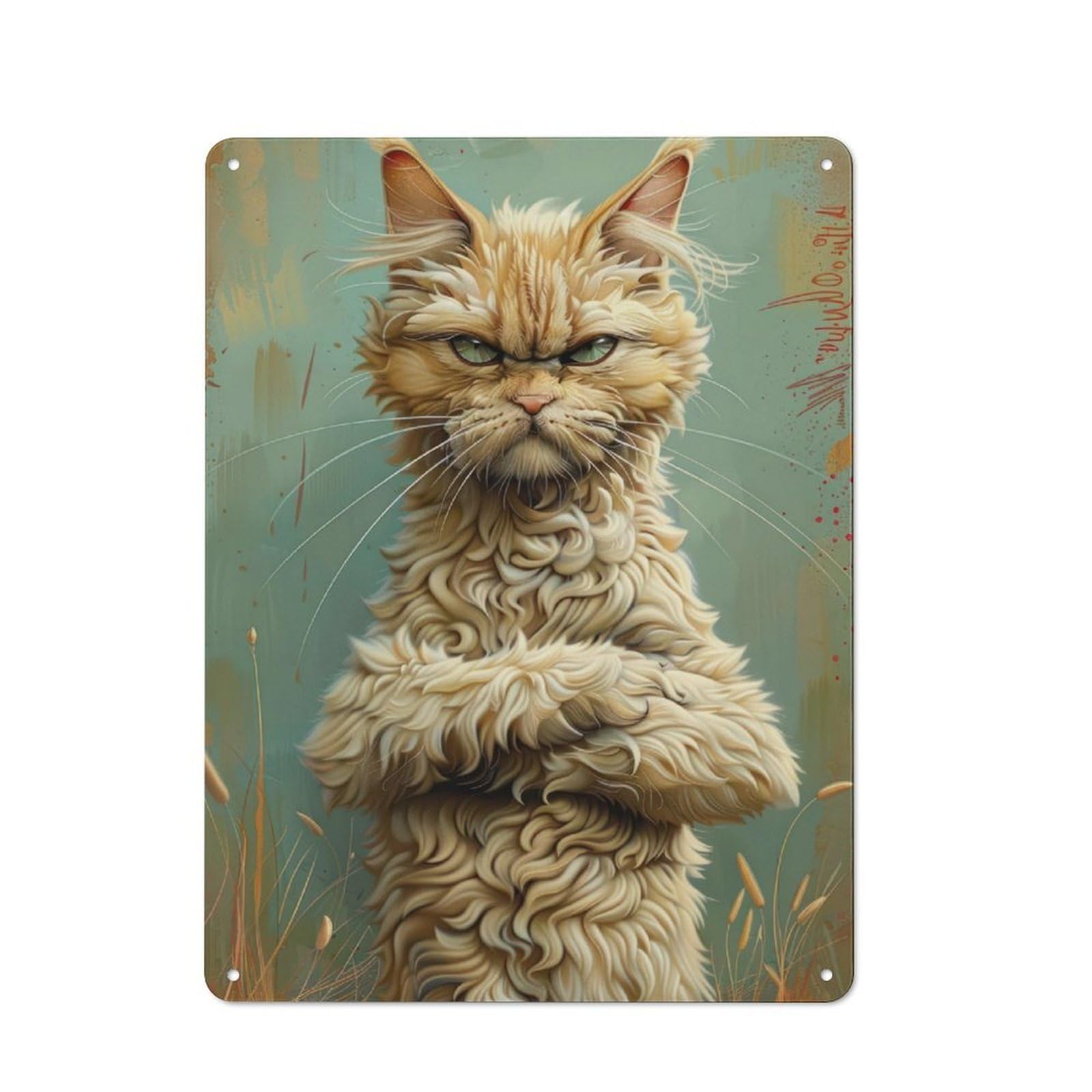 Junmoney Grumpy Whiskers Classic Metal Wall Sign 40X30cm, Pub Wall Decor For Diner, Restaurant, Shed Or Kitchen