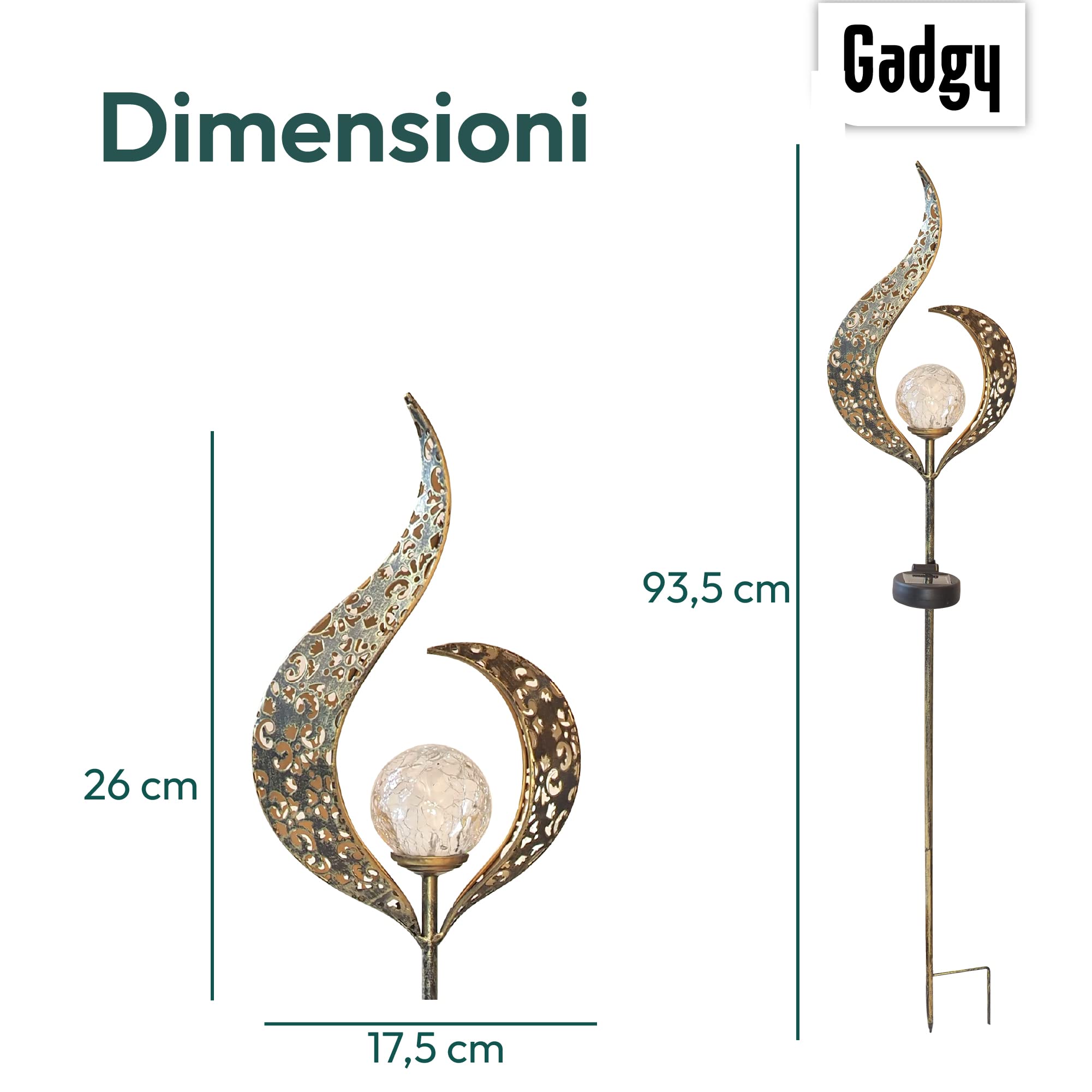 Gadgy Set di 2 Luci Solari da Giardino Effetto Fiamma LED – Lampade Decorative da Esterno Impermeabili per Patio, Balcone e Giardino – Illuminazione Solare Automatica