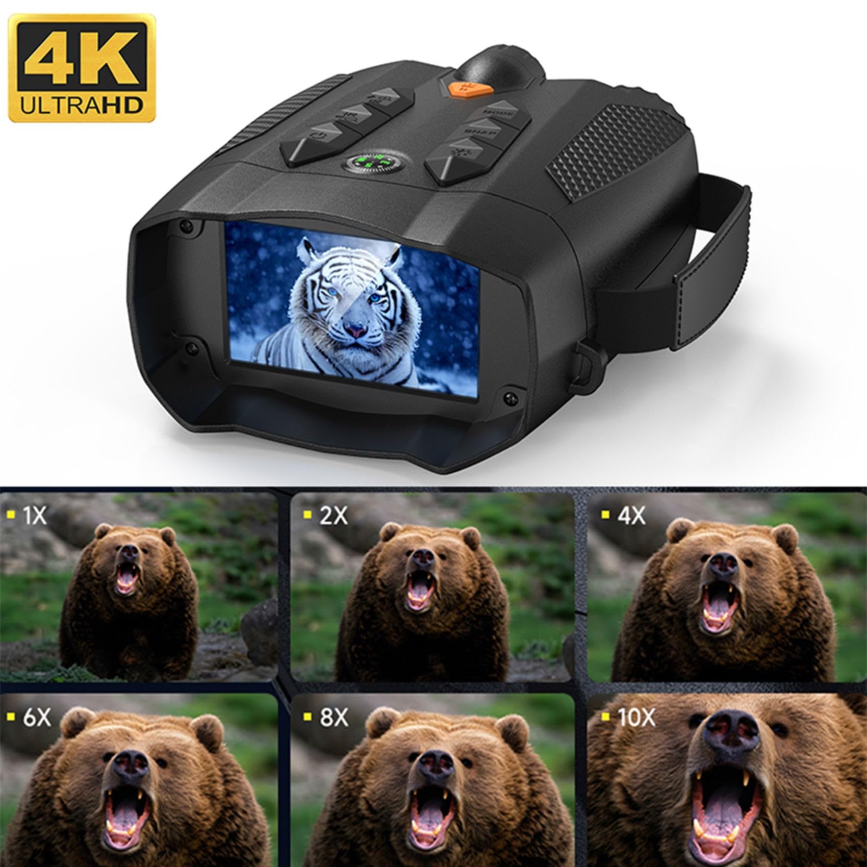 10X Night Vision Binoculars 4K Infrared Digital Goggles 800M Long Range for Photo Video Recording Outdoor Camping