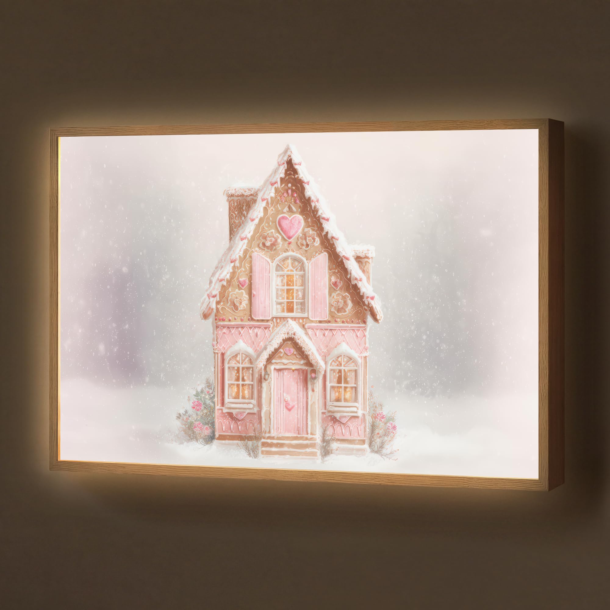 Wandleuchte Flur 100x70 cm Aufladbar Wand Lampe Wandleuchten Innen Modern LED Lampen Wandlampen Wall Light Wandlicht Wohnzimmer Wandlampe Dimmbar Häuschen - Zucker - Pastell