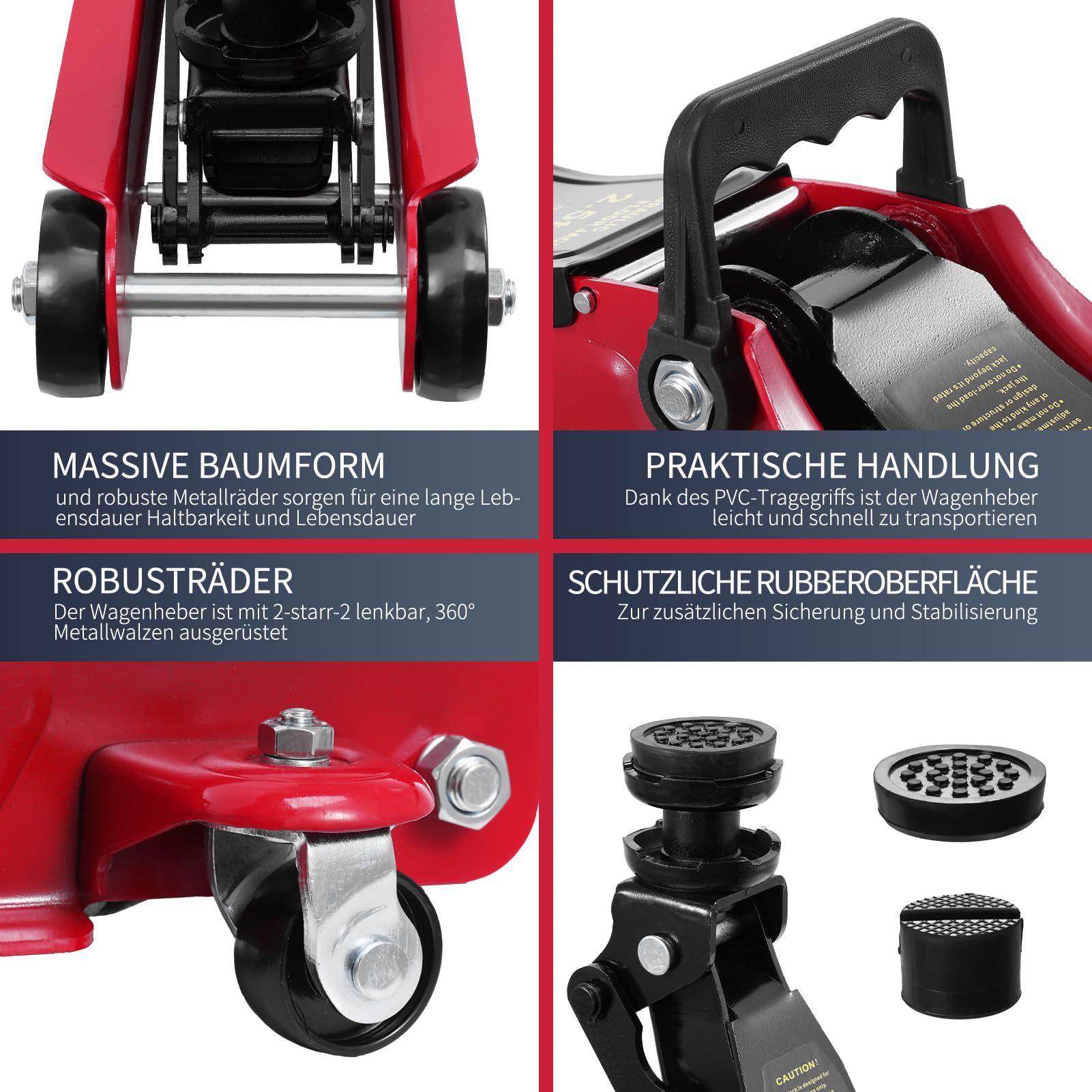 2.5T Hydraulischer Rangierwagenheber| Unterfahrhöhe 85-365 mm | Gummiauflage | Reifenwechsel, Ölwechsel | für Haus und Werkstatt | Heber Ständer KFZ Auto PKW
