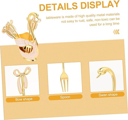 Miniatura 8 de STOBAZA Juego de 3 juegos de cubiertos de acero de metal para el hogar soporte de bar organizador de vajilla rosa tenedores para pasteles ensalada