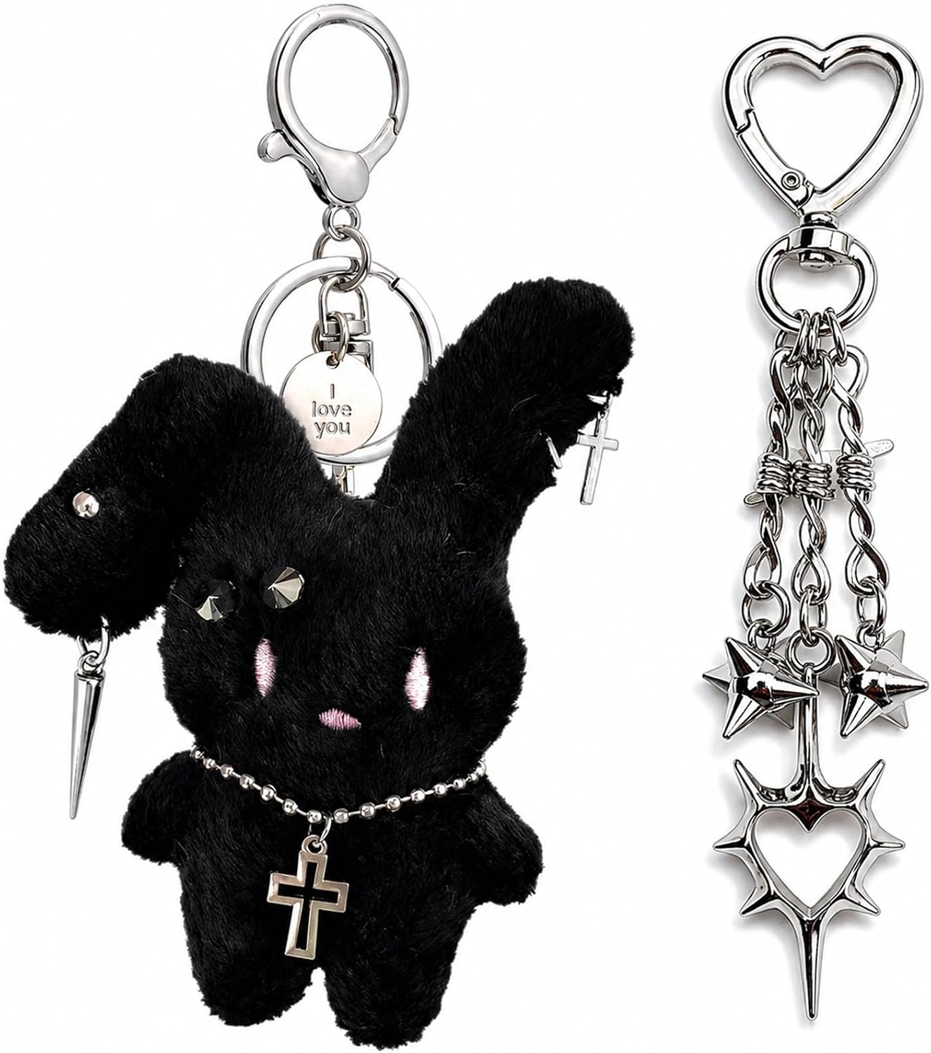 YOU WIZV Keychain for Women Star-Moon Bunny Key Chain Demon Rabbit Charm Bag Accessory Lovers Best Friend Gift