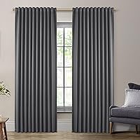 Vista 22 de SHINELAND Cortinas opacas de 102 pulgadas para sala de estar, cortinas opacas con pestaña trasera de 102 pulgadas de largo para dormitorio