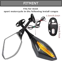 PSLER Karbon LED Irányjelzős Visszapillantó Tükör Szett Sportmotorokhoz - Időjárásálló ABS Ház, Acél Tengely, Egyszerű Felszerelés 2
