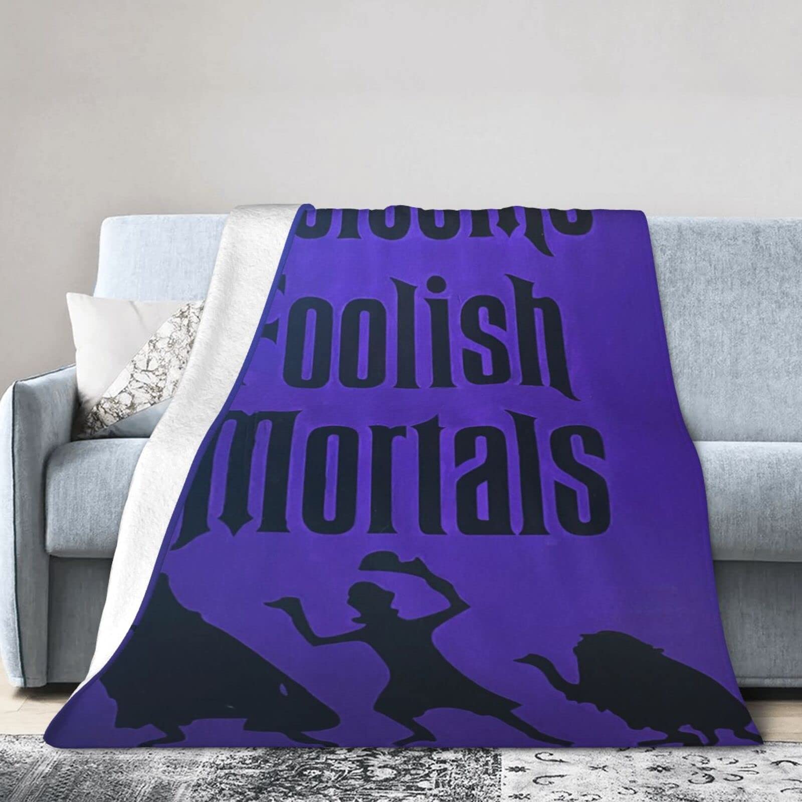 Lsjuee Christmas Flannel Fleece Blanket 80"X60" Welcome Foolish Mortals Purple Sofa Throw Blanket Quality Ultra-Soft Travel Winter Blankets for Adult Keep Warm
