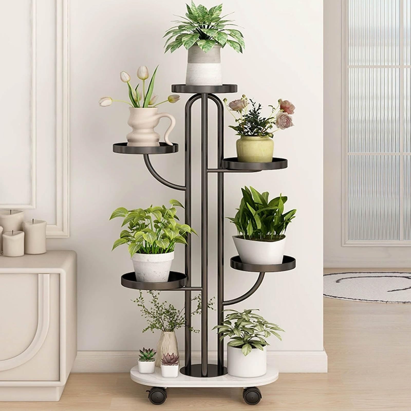 Étagère à plantes extérieure en métal et support de fleurs à 6 niveaux pour salon