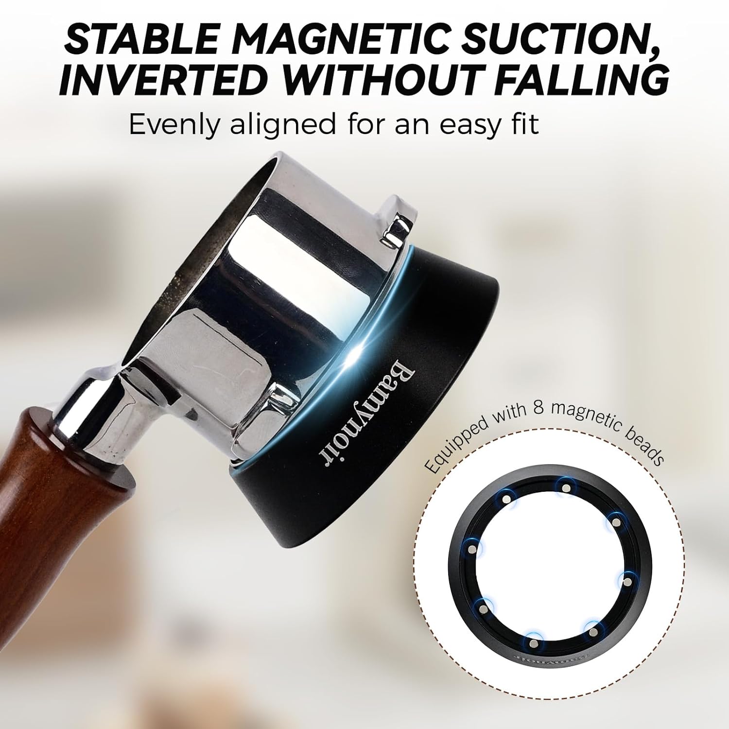 Magnetic dosing Funnel Compatible with protafilter,Espresso Coffee Dosing Ring - 20mm Anodized with 8 Neodymium (Black, 54mm)