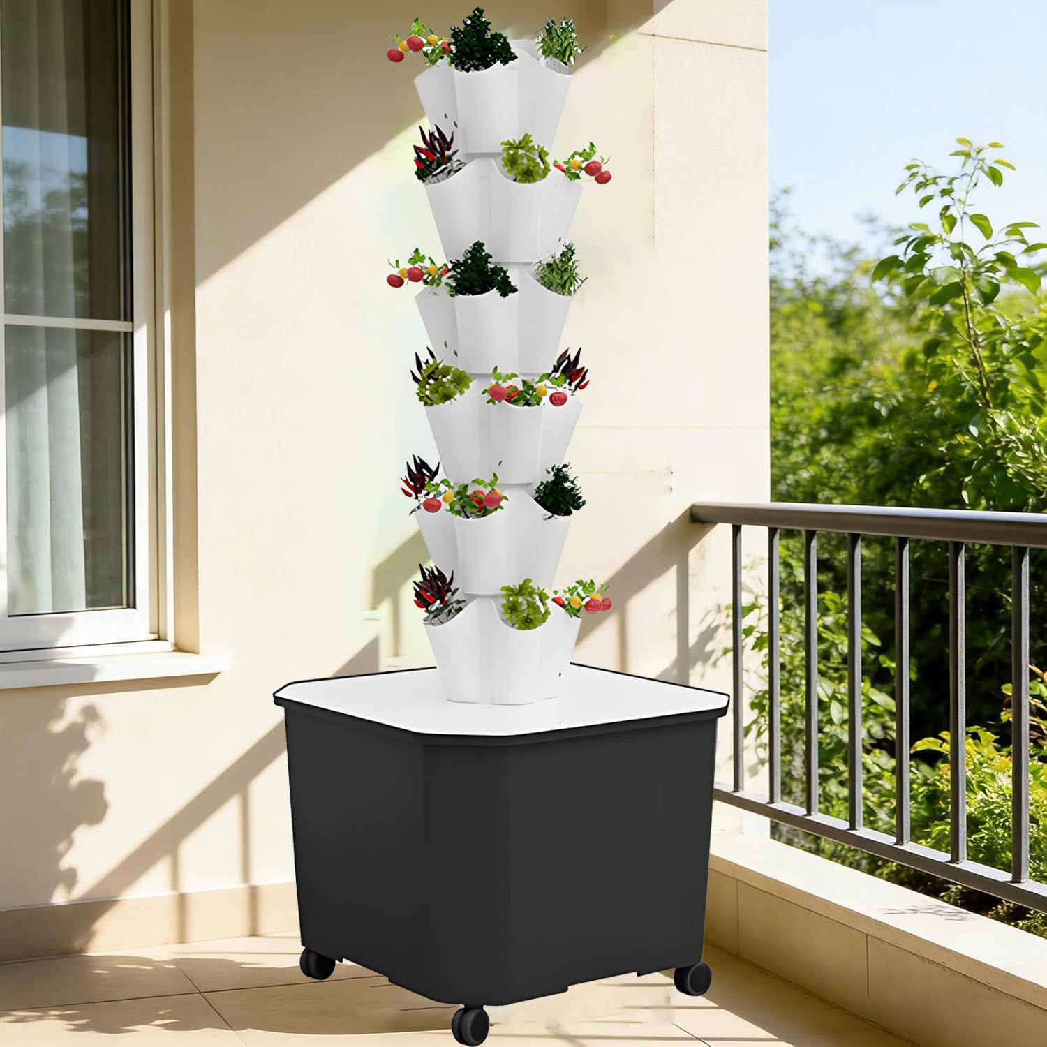 Kit torre idroponica per giardinaggio verticale, 8 strati per coltivare erbe, frutta e verdura, 30-60 fori, sistema di giardinaggio indoor