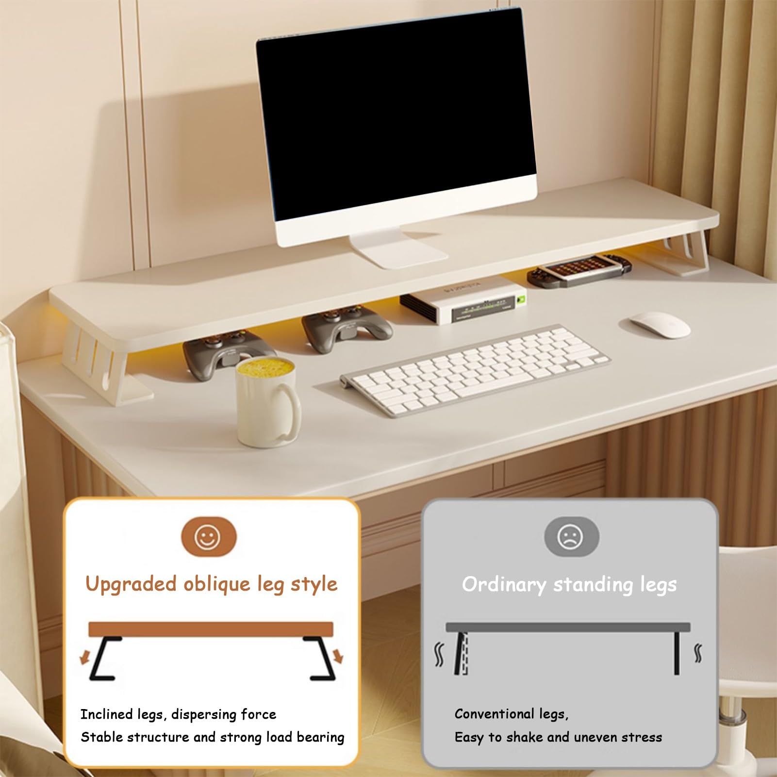 Libreria Da Scrivania Regolabile, Scaffale Per Computer A 3 Livelli Con Ripiano Rialzato, Scaffale Organizer Da Scrivania, Con Set Di Accessori Fai Da Te, Scaffale Espositivo In Acciaio, Per Ufficio,