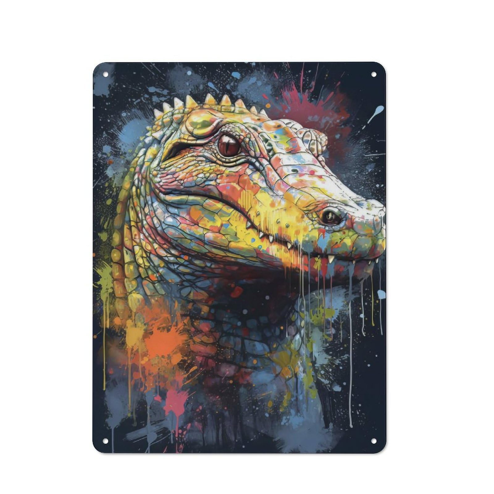 Junmoney Crocodile Painting Vintage Metal Plaque 40X30cm For Man Cave Or Games Room, For An Autumn Update To Man Cave And Games Room