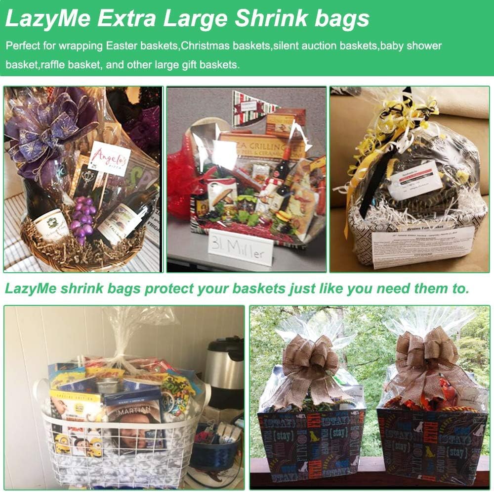 LazyMe Shrink Wrap Bags, Extra Large Jumbo Shrink Bags Cellophane Wrap for Gift Baskets, 35x44 Inch (5 pcs, XL) - Image 4