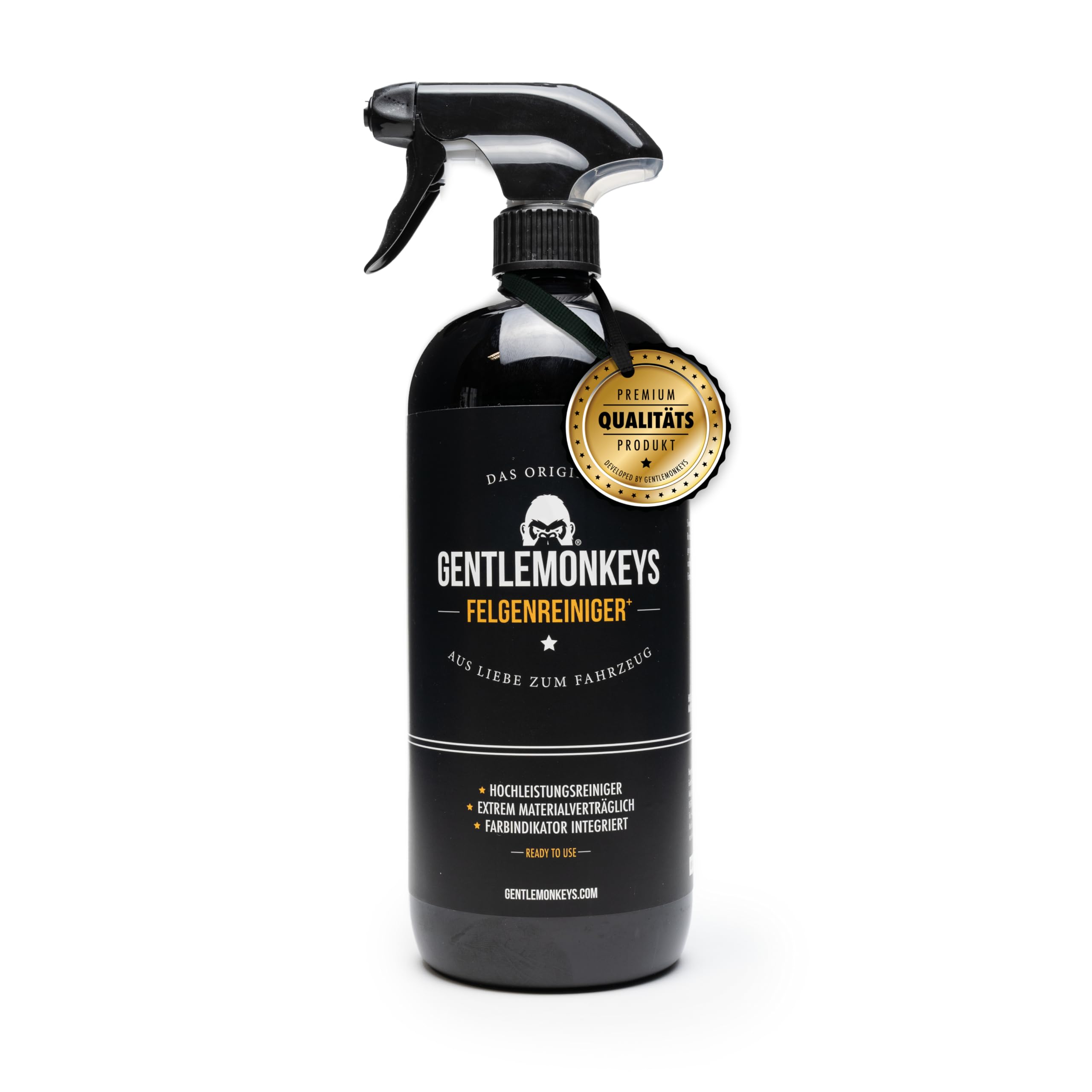GENTLEMONKEYS Profi Felgenreiniger (1000ml) • Stahl- & Alufelgen Reiniger mit Farbumschlag & Hafteffekt • Säurefrei & pH-neutral • Felgenspray wirkt sofort, reinigt Auto & Motorrad in Minuten