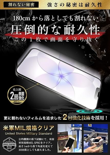 OVER's ガラスザムライ iPhone XS Max 用 ガラスフィルム 硬度 10H 国産ガラス素材 強化ガラス 保護フィルム 米軍MIL規格 いPhone 197-k - 3