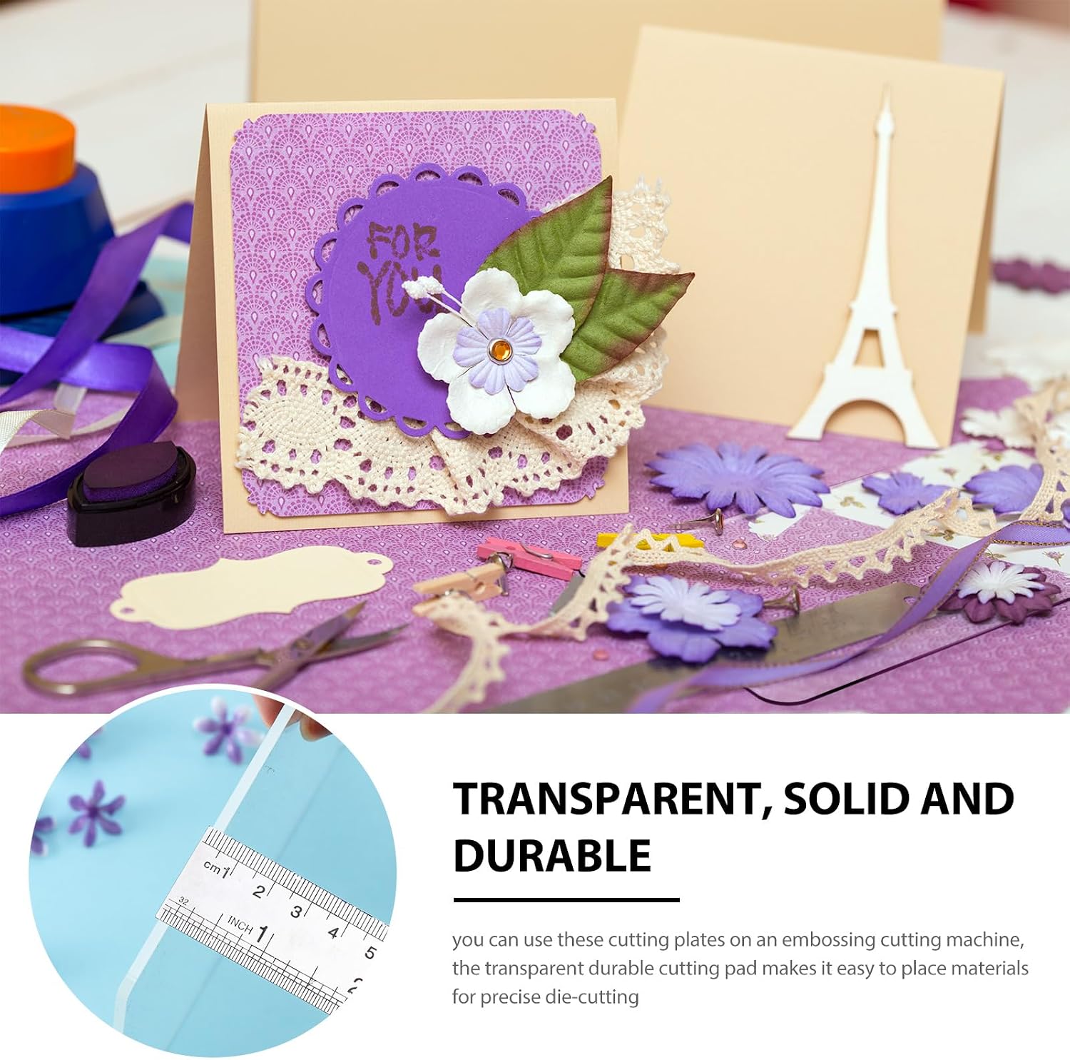 Blulu 2 Pieces Transparent Acrylic Cutting Pads, 8.7x6.1x0.1 Inch Die Cutting Plates for Small Die-Cutting Machines, Embossing Craft Pads for DIY Scrapbooking Card Making (12.5 x 9 Inch)
