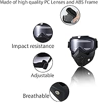 Vista 3 de Gafas de montar para casco de motocicleta con máscara facial extraíble, máscara vintage de lucha de balas para motocross, máscara de paintball